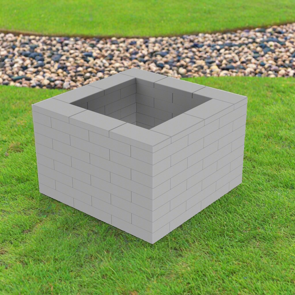 Kit de jardinera de ladrillo de plástico gris 3 x 3 x 8