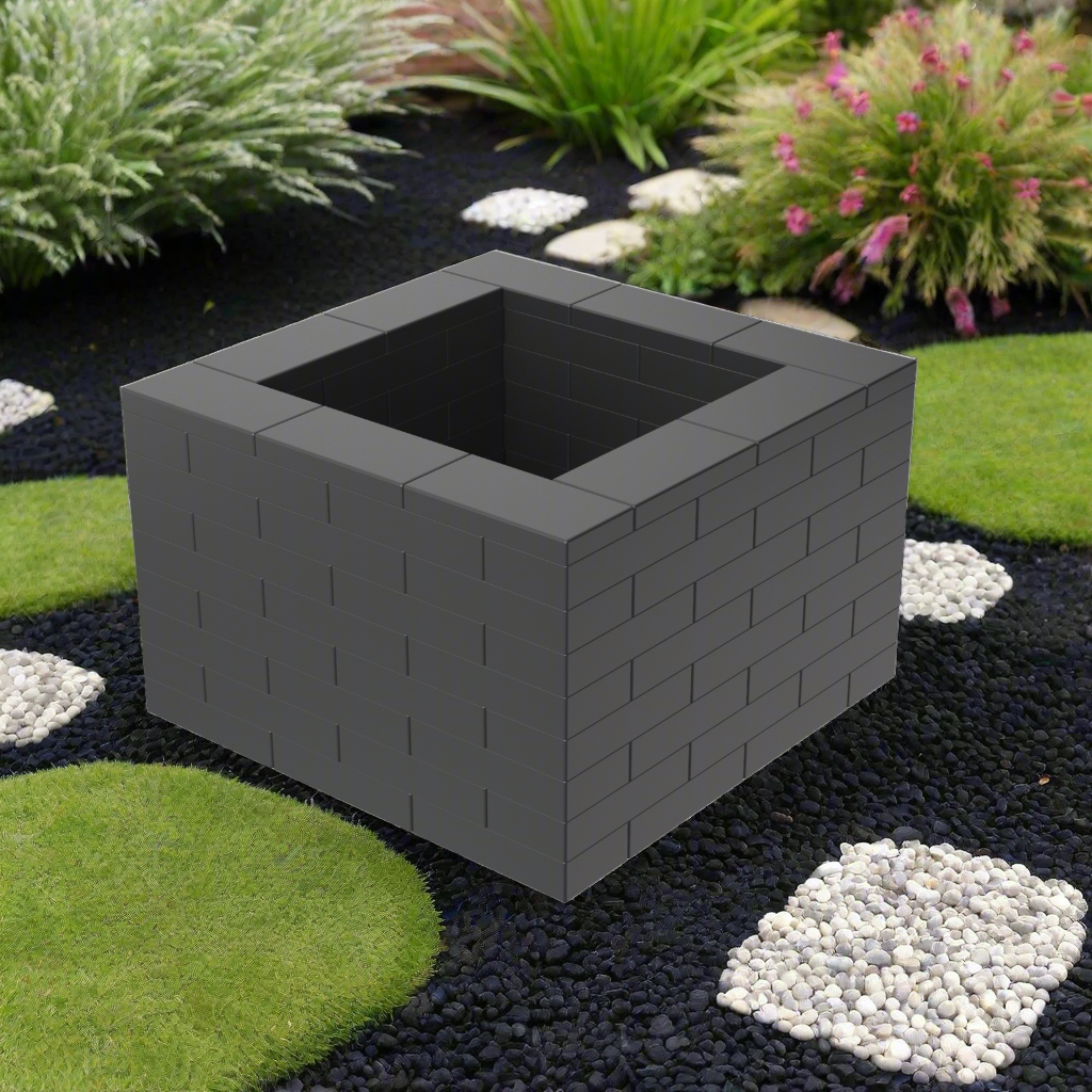 Kit de jardinera de ladrillo de plástico negro 3 x 3 x 8