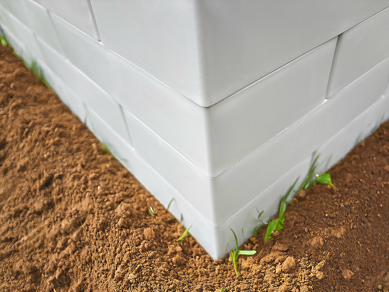 Sección de muro con bloques de construcción PolyBrick