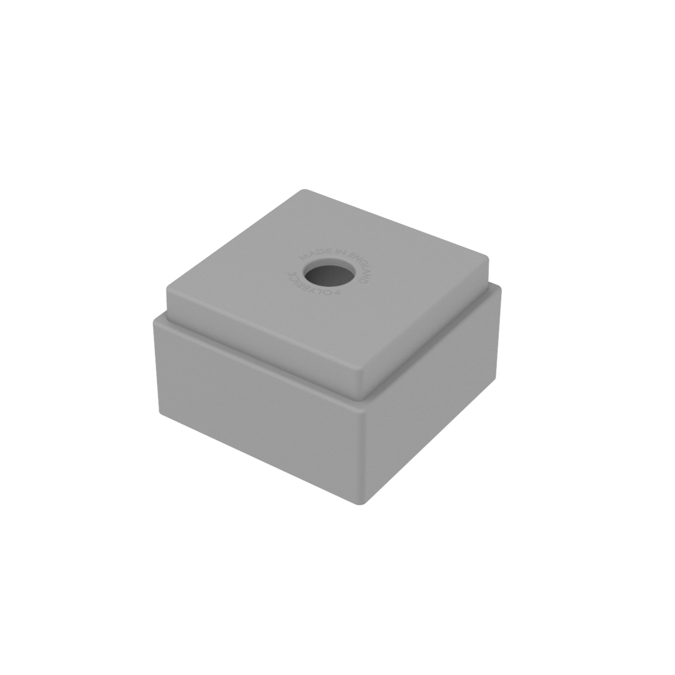 Bloque de construcción PolyBrick individual de plástico gris.